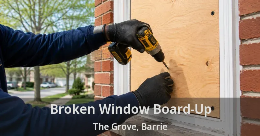 Broken Window Board-Up The Grove, Barrie - ON