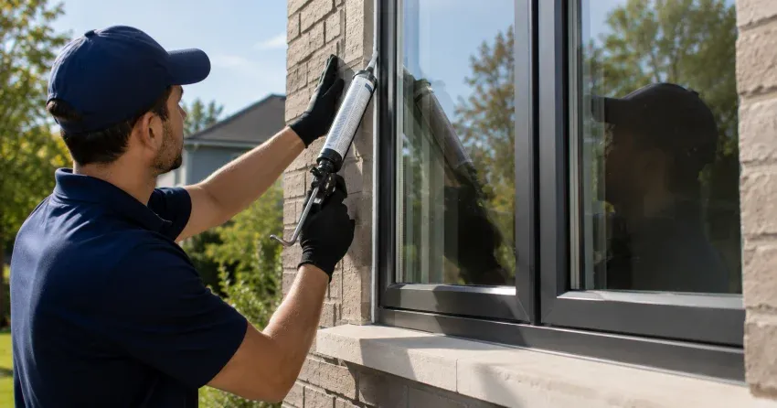 Aluminum window frame with double glazed insulated glass unit installed in a residential wall in Lakeshore, Barrie