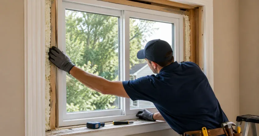 close-up of Low-E glass coating on an insulated window Barrie
