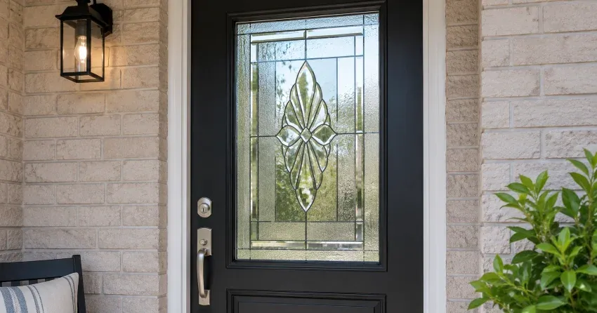 technician replacing a cracked decorative glass panel in Sunnidale, Barrie