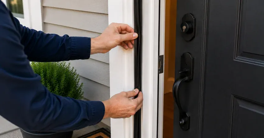technician performing light test on door seal in Timberwalk, Barrie