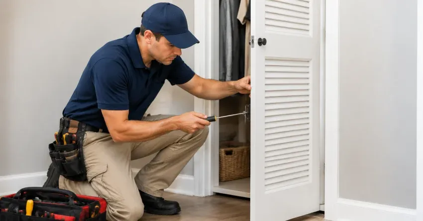 technician repairing doorbell button and wiring in Lakeshore, Barrie