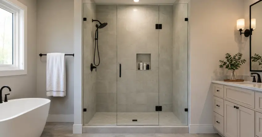 new frameless glass shower door installed in Sunnidale, Barrie